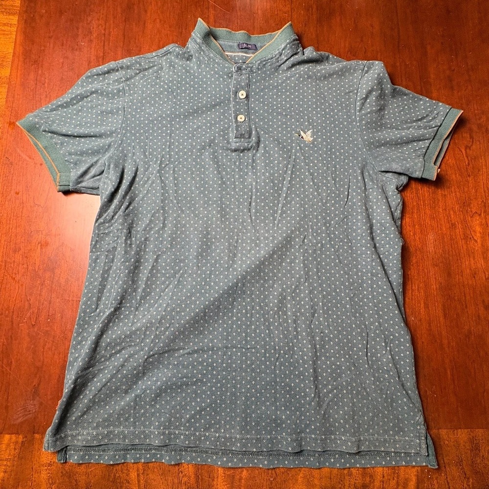 Chevignon The Real Choice Slim Fit Polo Shirt Men's Medium Green Print